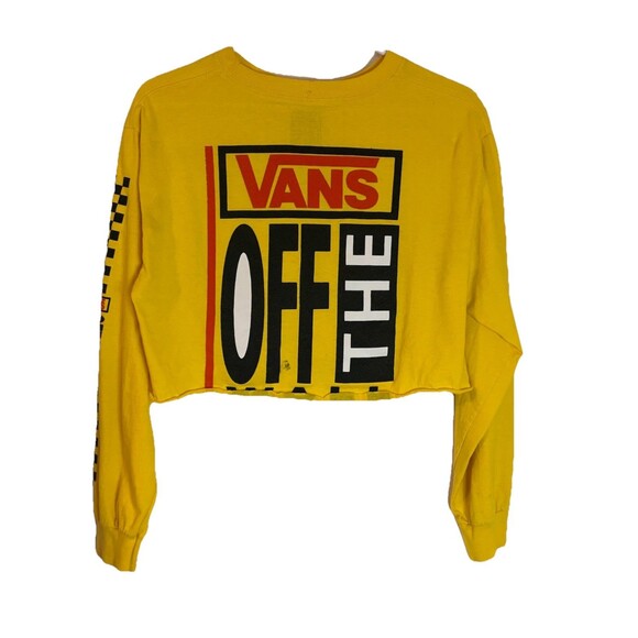 VANS Tops - Women's Vans Crop Top Blouse Yellow Long Sleeve Shirt Size Medium Cowl Neck FLAW